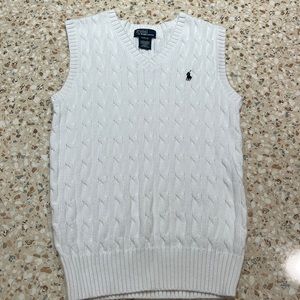 Polo white sweater vest. Cable knit.